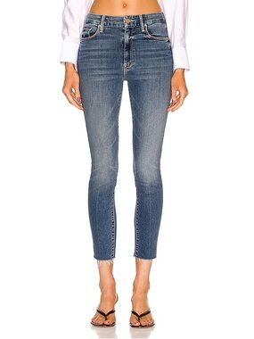 Mother Jean Womens 32 Skinny High Waisted Looker Ankle Fray Walking On Coals